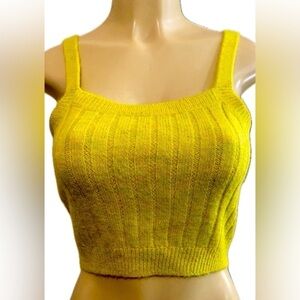 Wild Fable Lime Green Speckled Pink multicolored Cropped Sweater Tank Small